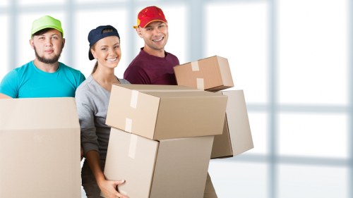 Packing materials and labelled boxes ready for a Stratford move